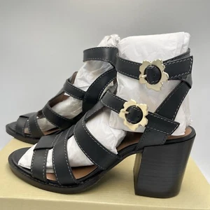 Ted Baker Size 6 EU 39 Tabaria Strappy Black Block Heeled Leather Shoe Heel BNWT - Picture 1 of 16