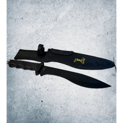 Cuchillo de hoja fija vintage Elk Ridge 15" mango rompe ventanas funda Bowie negro Foto 1 de 4