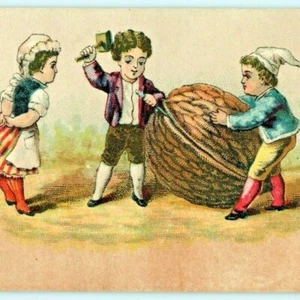 Tarjeta comercial victoriana de nogal gigante abierta sin anuncios de la década de 1880 lith C14 - Imagen 1 de 3