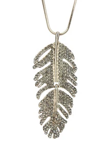 Ella Jonte Kette Feder gold lange Halskette mit großem Glitzer Strass Anhänger - Bild 1 von 4