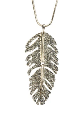 Ella Jonte Kette Feder gold lange Halskette mit großem Glitzer Strass Anhänger - Bild 1 von 4