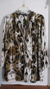 ALFANI White Brown Black  3/4 Sleeve  BLOUSE TOP SHIRT w/ BUTTONS~ Women's 2x - Picture 1 of 4
