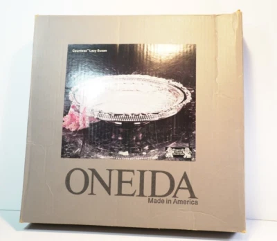 Vintage Oneida Condessa Preguiçosa Susan Placa de Prata Oca Vidro Webster Wilcox - Imagem 1 de 3