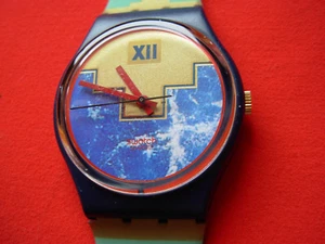 SWATCH Gent BLUE FLAMINGO - GN114 - 1991 - Neu + Pila Gratis Original Armband - Bild 1 von 4