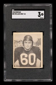 Bill Gray 1948 Bowman Rookie Card #85 Washington Redskins SGC 3 VG