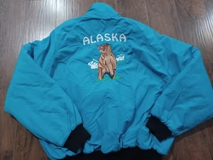 Vintage Holloway Alaska Brown Grizzly Bear Jacket Mens XL -Full Zip Fleece Lined - Picture 1 of 6