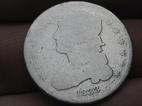 1833 Capped Bust Quarter 25 Cent Piece- About Good Details Cover