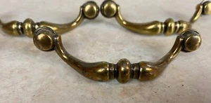 Vintage Amerock Brass Drop Drawer Pulls With Recessed Mounting Holes Cat. No. 24 - Picture 1 of 5