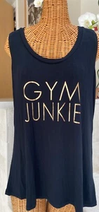 ZOBAH Gym work-out Graphic Tank Black GYM JUNKIE Flattering; Hi-Low Hem Large - Picture 1 of 7
