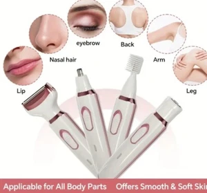 4 in 1 Women Electric Shaver Painless Rechargeable Lady Bikini Legs Hair Razor. - Picture 1 of 7