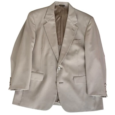 Terno John Weitz vintage 2 peças jaqueta bege 42 calças curtas 38”x 28” feito em união Páscoa - Imagem 1 de 4