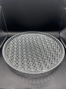"Cuenco/bandeja de vidrio prensado poco profundo grande margarita y botón vintage de 12""" - Imagen 1 de 11