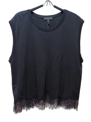 Rag & Bone Womens S Black Lace Trim Muscle Tank Chic Layering Elevated Basic - Image 1 of 4