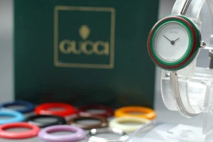 Working【 Mint / Box 】 Gucci Change Bezel 12 Color Silver Women Watch From Japan - Picture 1 of 11