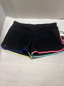 Neu mit Etikett Ideology Damenshorts Größe L schwarz mit verstecktem Reißverschlussfach mehrfarbiger Besatz - Bild 1 von 8