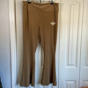 Pantalones acampanados Adidas Originales XL terciopelo tostado cintura alta logotipo del trébol Y2K ret. NUEVOS SIN ETIQUETAS - Imagen 1 de 9