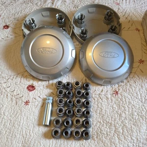 Set of 4 Ford FL34-1A096-AB OEM Wheel Center Rim Cap Hub 6 Lug W/Nuts & Key - Bild 1 von 5