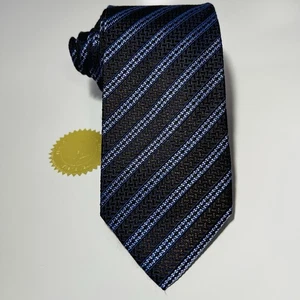 Ermenegildo Zegna Premium moderne braun & blau gestreifte gewebte Seide Luxus Krawatte 58x3,2 - Bild 1 von 14