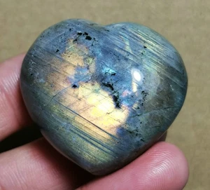 Pietra grezza NATURALE arcobaleno Labradorite CRISTALLO DI QUARZO cuore Reiki guarigione - Foto 1 di 10