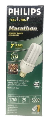 PHILIPS MARATHON SLS25 FLUORESCENT TRIPLE LOOP TUBE LONG LIFE BULB - 25 WATTS - Image 1 of 4