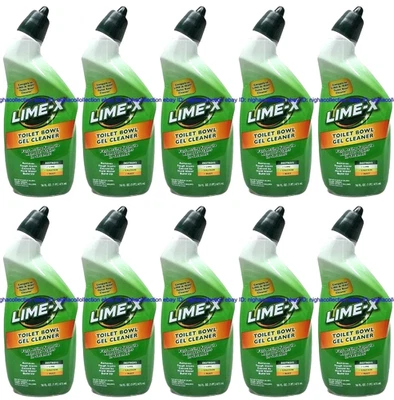 ( 10 ) Lime-x Liquid Toilet Bowl Gel Cleaner, Removes Lime Calcium Rust 16 oz Ea - Image 1 of 4