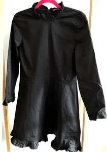 ZARA Ruffle collar & cuff Black Fit And Flare Mini dress Size M - Picture 1 of 8