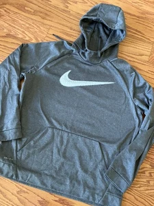 NIKE DRI-FIT PULLOVER HOODIE XL SWEATSHIRT DUNKEL MELIERT GRAU gefüttert Kapuze NEUWERTIG - Bild 1 von 3