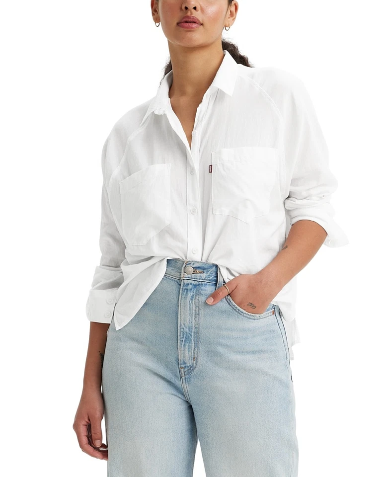 Camisa raglán de algodón manga larga Harrison para mujer Levi's - blanca brillante - XL Foto 1 de 1
