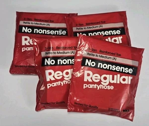  No Nonsense Regular Pantyhose Tan Color Size A 1991 Qty 4 Reinforced Toe - Picture 1 of 2