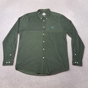 Barbour Mens Shirt Large Green Corduroy Needle Cord Beacon Western Causals Mod - Picture 1 of 10