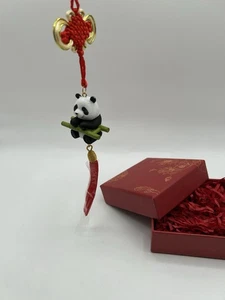 Panda Chines Knot Hanging Ornament Red Tassel Good Luck Charm Gift Box Included - Picture 1 of 8