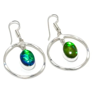 Triplet Opal Gemstone Handmade 925 Sterling Silver Jwelery Earring Size 2" - Picture 1 of 1