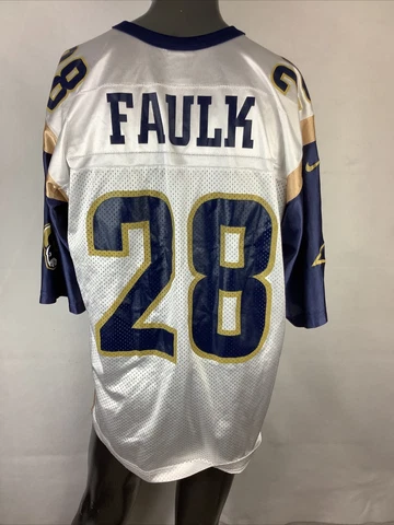 Vintage Team NIKE St. Louis Rams #28 Marshall Faulk Jersey size XL White Cover
