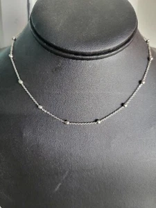 Real 925 Sterling Silver / Beaded Choker Necklace - Picture 1 of 6