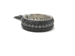 David Yurman 8.5mm Forged Carbon Band Ring Size 9 Grey Sapphire, Sterling Silver - Picture 1 of 6