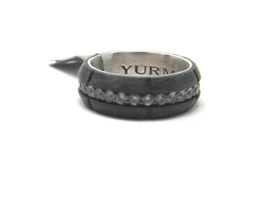 Anillo David Yurman 8,5 mm banda carbono forjado tamaño 9 zafiro gris, plata de ley Foto 1 de 4