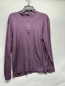 Raffi Men's Large Purple 1/2 Zip Mock Neck Long Sleeve Cotton Shirt (F4) - Picture 1 of 6