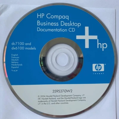 HP Compaq Business Desktop Documentation CD   2004   dc7100 and dx6100 models - Bild 1 von 2