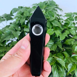 Pipa de fumar obsidiana natural cuarzo cristal piedra punta obelisco varita - Imagen 1 de 17