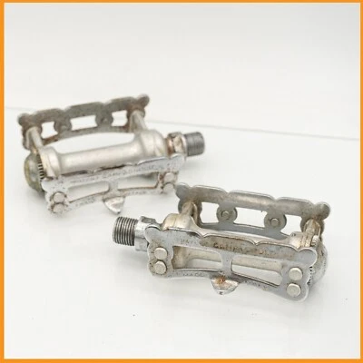 CAMPAGNOLO NUOVO RECORD TRACK PEDALS STEEL VINTAGE 60S 70S QUILL OLD PISTA BIKE - Immagine 1 di 4
