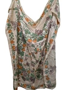 Vintage Liberty Of London Cream Silk Floral Scarf Orange Roses & Purple Grapes P - Imagen 1 de 8