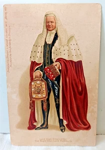 Cartolina D'Epoca Lord Alto Cancelliere Lord Halsbury IN Vesti Goffrato Stampa - Afbeelding 1 van 2