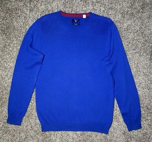 GANT Men’s Sweater Tech Prep Solid Blue Textured Long Sleeve Crew Neck Size S - Picture 1 of 17