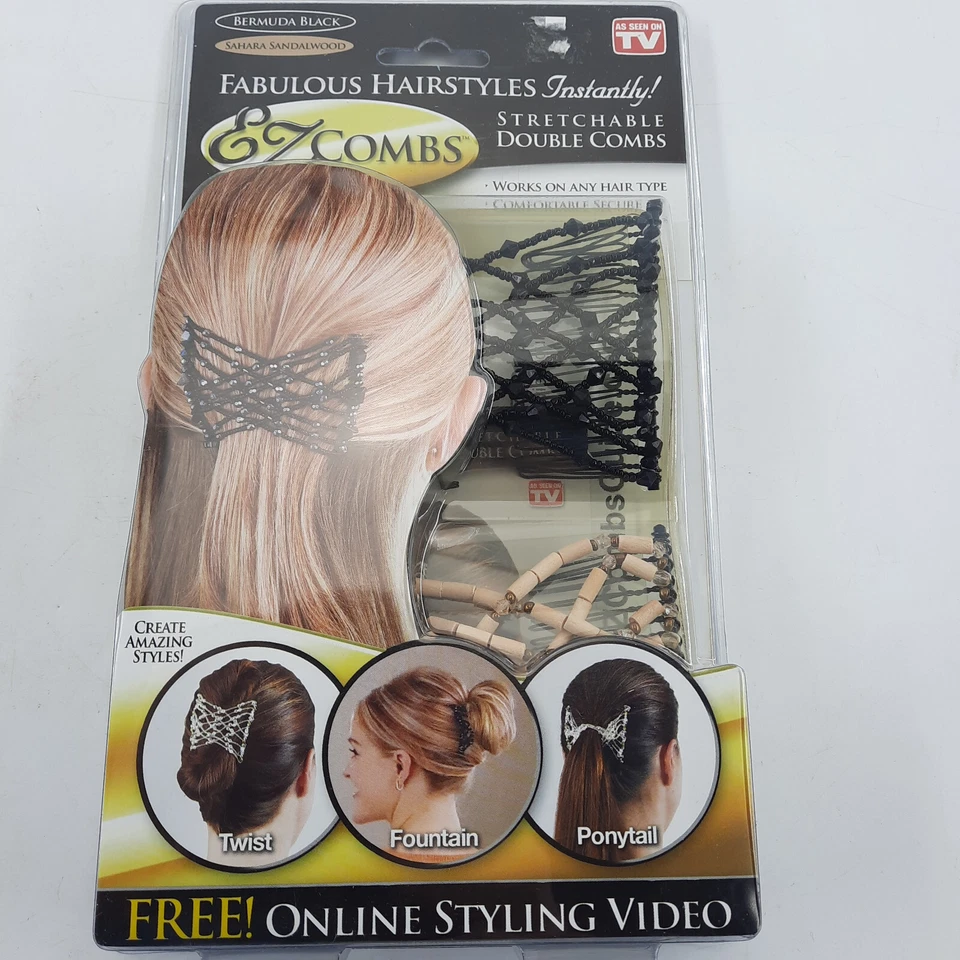 EZ Combs Combo Hair Styling Bands Sahara Sandalwood Classic Bermuda Black Comb