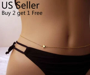 Women Waist Chain Belly Bikini Body Jewelry Rhinestone Back Chain Beach Style C - Picture 1 of 3