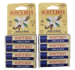(Lot of 8) Burt's Bees "Vanilla Bean" Moisturizing Lip Balm 100% Natural .15oz - Picture 1 of 4