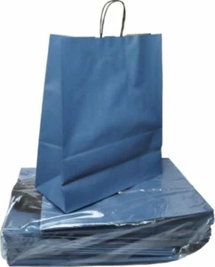 50x Papiertragetaschen Papiertüten Tragetaschen Papier 100g/qm blau 32x14x42cm - Bild 1 von 1