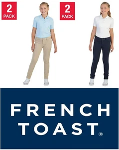 French Toast Youth Girls 2-pack Slim Fit Knit Pant - Picture 1 of 9