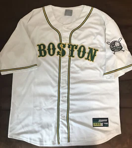 Boston Red Sox #9 XL Shirt White With Green & Gold Button Down NYC Sport - Picture 1 of 13