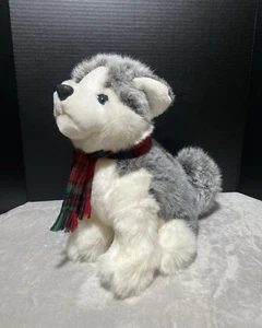 Vintage Vons Grocery Plush Dog Siberian Husky Puppy Scarf Sitting 13" Realistic - Picture 1 of 7